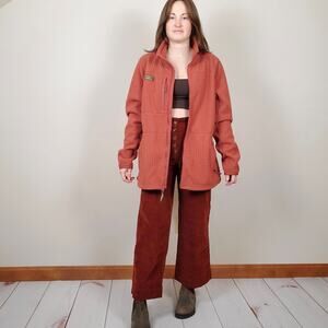 LLBean Mountain Classic Windproof Fleece Zip Up Jacket Red Orange Pink Womens XL